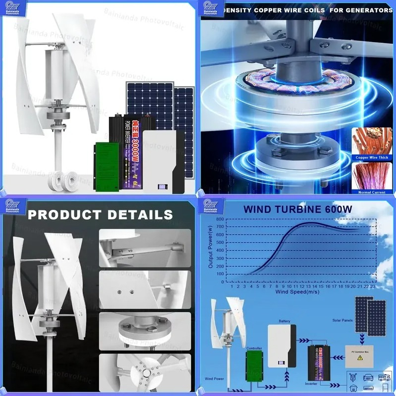 Wind Solar Hybrid Kit - 수직형 풍력 터빈 발전기 태양광 패널